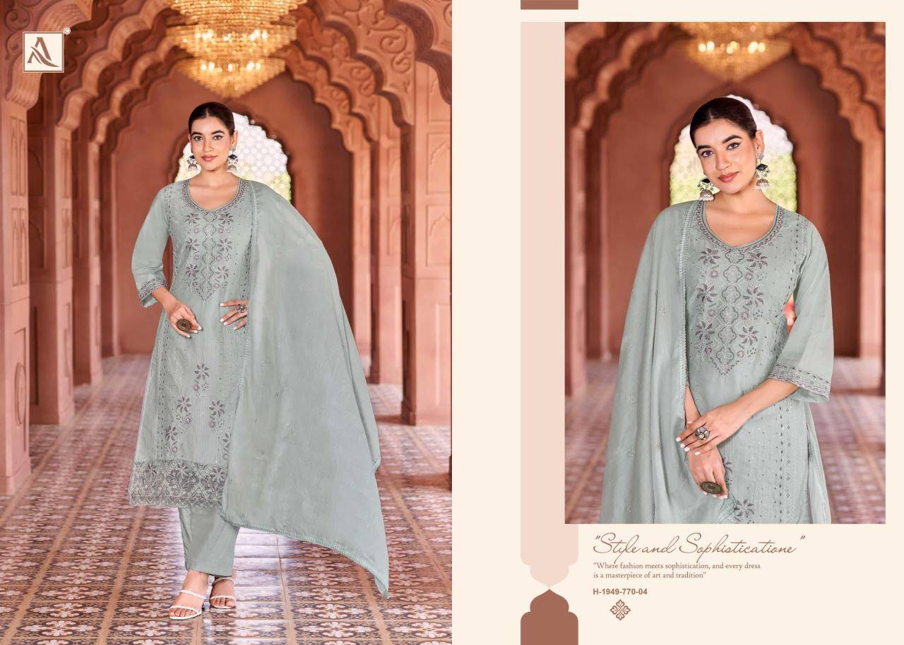 Alok suit green omre Dress material market in India